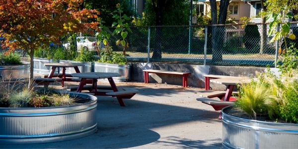 Wishbone Bayview Hexagonal Picnic Tables at Hastings Elementary School in Vancouver BC